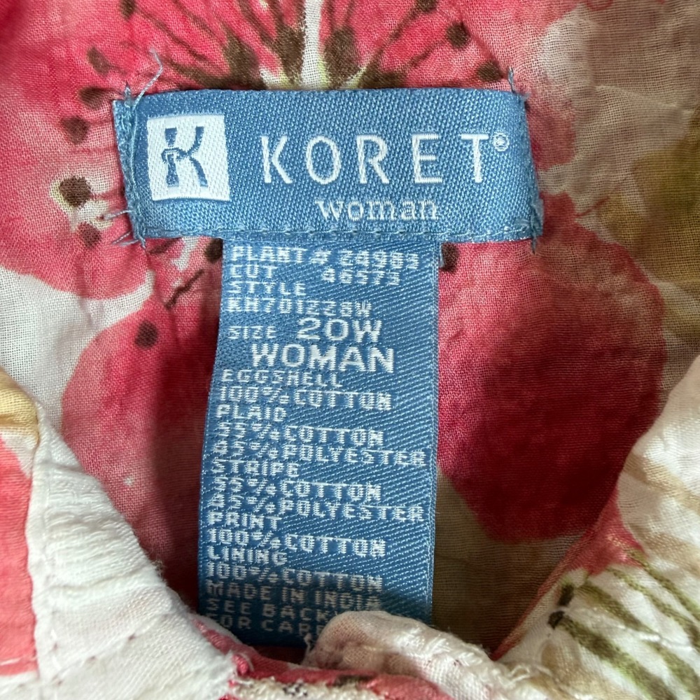 Koret Jacket Women's 20W Red Floral Plaid Patchwork Button Front - Picture 4 of 7